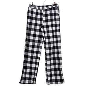 Aeropostale Pajama Pants Womens Small Black White Buffalo Plaid Fleece Sleepwear